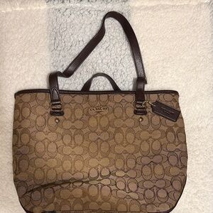 Coach Tan and Brown Signature Tote